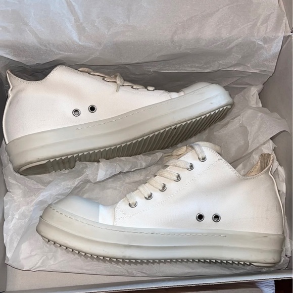 RICK OWENS DRKSHDW LOW TOP CANVAS SNEAKER - Picture 10 of 11